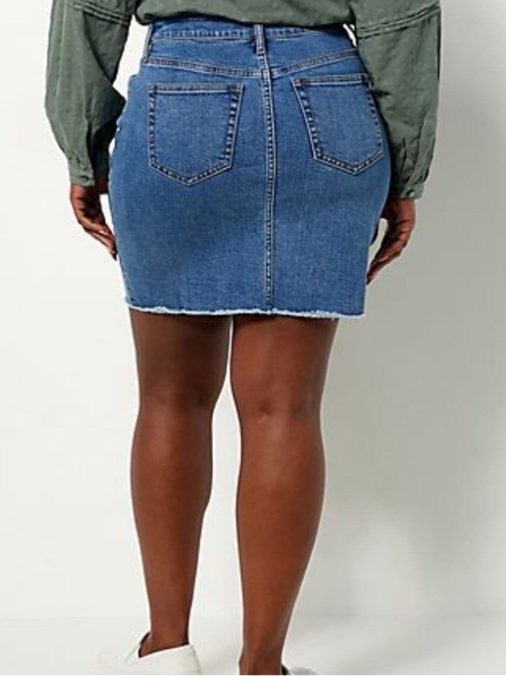🐷 Candace Cameron Bure Petite Denim Skirt With Frayed Hem QVC A488179 - Picture 10 of 12
